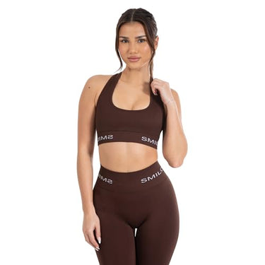 SMILODOX Sport BH Damen Azura, Nahtloses & Rückenfreies Crop Top, Neckholder Sport Bra mit Starken Halt und Kompressionsgefühl, Yoga Tank Top, Sportunterwäsche für Fitness, Gym, Alltag & Pilates im Sale